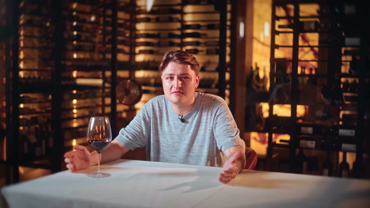 Elias Thiess, în cramă, la începutul prezentării The Vault